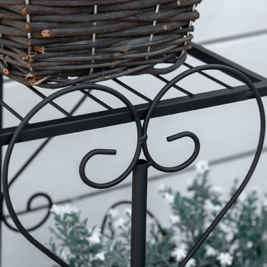 Металевий багатоярусний стійка-підставка для квітів (4 полиці), підставка-сходинки для рослин, для дому, саду та балкона, чорна, 45 x 24,5 x 80 см