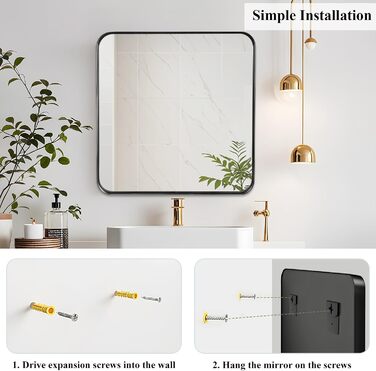 Дзеркало для ванної кімнати Fabuday, 61 x 76,2 см, без рами, для ванної, спальні, в стилі кантрі (Чорний)