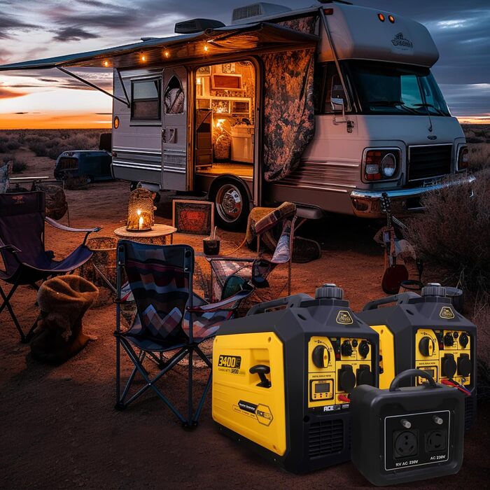 Бензиновий інверторний генератор Aceup 3400W: тихий, портативний, для дому, кемпінгу, 230V, 12V, USB, 4-тактний, 23кг