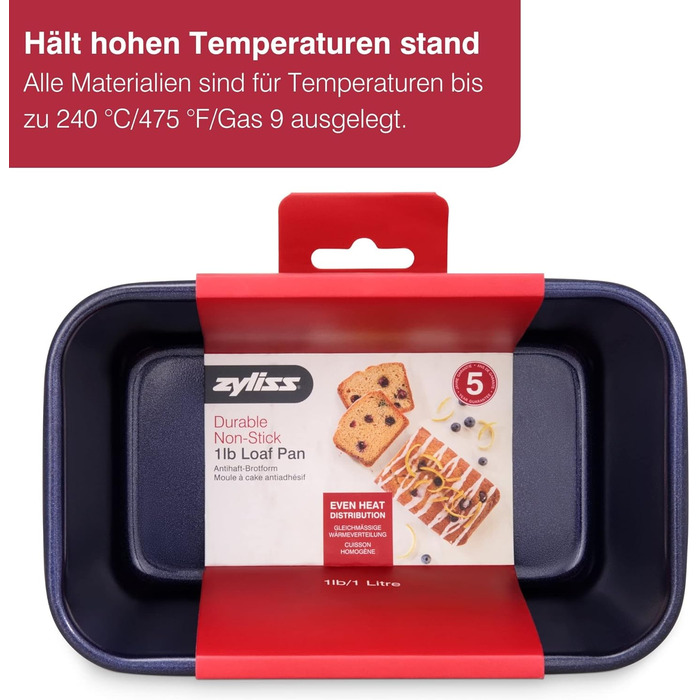 Форма для випічки Zyliss E980194 Springform, з антипригарним покриттям, нержавіюча сталь, темно-синя, з плоскою основою, для маленьких тортів, антипригарна, для посудомийної машини, 5 років гарантії