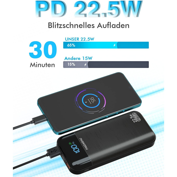 Швидкий зарядний пристрій POWERBANK 27000mAh PD3.0 QC4.0, LCD, 3 виходи, 2 входи, для смартфонів/планшетів