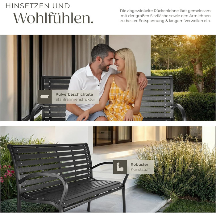 Садова лавка Tectake 3-місна преміум класу, для саду, тераси та балкона, витримує до 200 кг, 126x62x81.5 см, вологостійка дерев'яна лавка