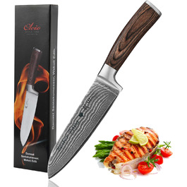 Нож Santoku Wakoli з дамаської сталі (серцевина VG10), 17 см – гострий кухонний ніж для всіх видів нарізок, з ручкою з паккавуду в подарунковій коробці (з гравіюванням)