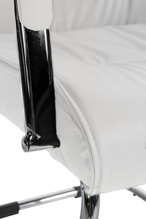 Стілець конференційний Sievert білий з м'якою оббивкою, штучна шкіра, з підлокітниками