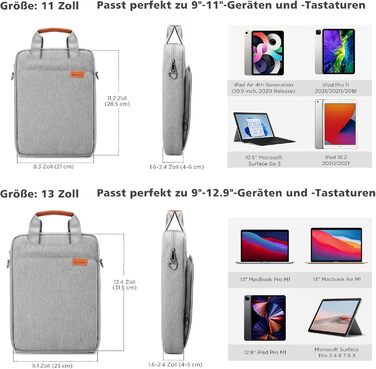 Водонепроникна сумка для ноутбука NIDOO для MacBook Air/Pro 13,6 дюйма, iPad Pro 12,9 дюйма, ноутбука Surface 12 дюймів, сіра