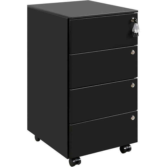 Роликовий контейнер HOMSTEEL з 3 замками, 4 шухлядами, для офісу та дому, білий (44 x 37 x 69.5 см)