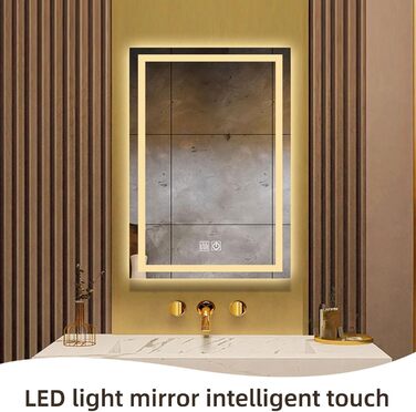 Дзеркало для ванної кімнати з підсвіткою LED, з 3 колірними температурами та функцією проти запотівання. Сенсорне керування. Підходить для готелів, вітальні, спальні.