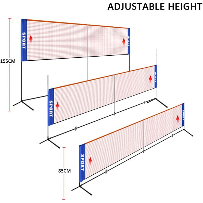 Сітка для бадмінтону з сумкою для перенесення стоячи, складна сітка для бадмінтону (3,1м/4,1м/5,1м/6,1м) - портативна, на відкритому повітрі