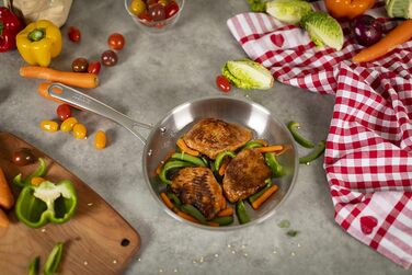 Сковорода KUHN RIKON Allround 24 см, незмінне покриття, нержавіюча сталь, для всіх типів плит (включно з індукційними), для швидкого обсмажування