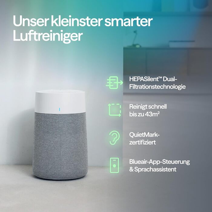 Повітряний фільтр Blueair Pure 511i Max: для кімнат до 43 м², тихий, HEPASilent, проти пилу, алергенів, диму, плісняви, шерсті тварин