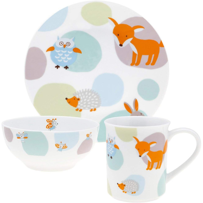 Puresigns WOODY Преміум дитячий набір столових приборів: ергономічний набір з нержавіючої сталі з мотивом лісових тварин для хлопчиків та дівчаток (4-частинний)