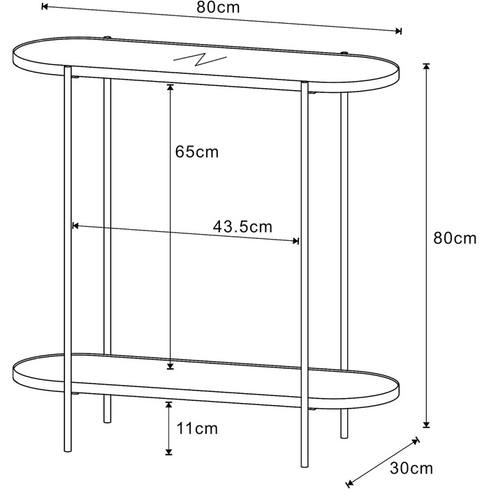 Консольний стіл Høyanger зі скляною стільницею, 80x80x30см, чорний/дуб