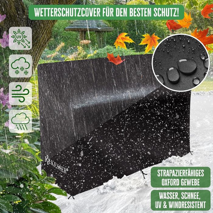 Садовий диван KESSER® з ротангу на 2 особи, вологостійкий, 125x62x90 см | Знімний чохол, ергономічні підлокітники, до 320 кг, антрацит