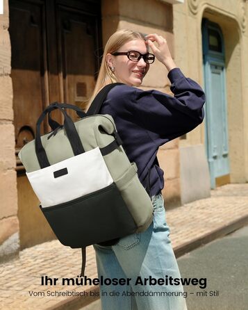 LOVEVOOK Рюкзак для жінок з відділенням для ноутбука 15.6 дюймів, шкільний/повсякденний, водонепроникний, для школи, подорожей, університету, бізнесу (15.6 дюймів, зелено-бежевий)