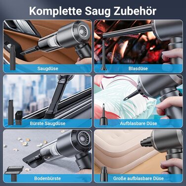 Акумуляторний ручний автомобільний пилосос 4 в 1, безщітковий двигун, потужність 26000 Па, портативний міні-пилосос для авто, офісу та клавіатур, сірий