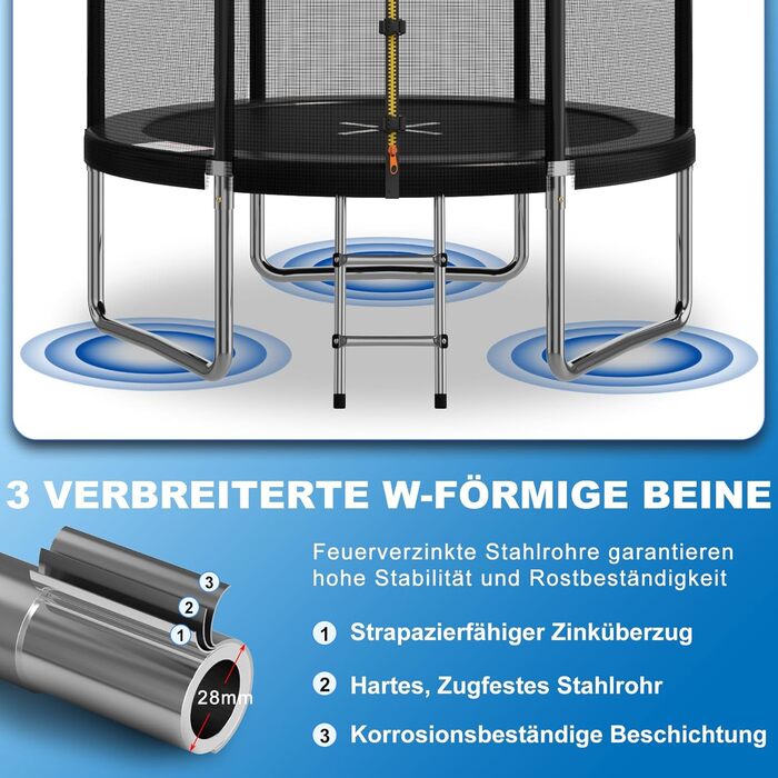 Батут Devoko вуличний Ø183/228/305/366/427 см з сіткою, драбиною та захисним покриттям для дітей та дорослих, сертифікат GS