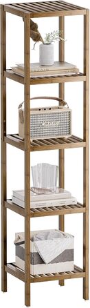 SMIBUY Поличка для ванної кімнати, 5 рівнів, бамбукова поличка, органайзер, багатофункціональна поличка для вітальні, спальні, кухні. 5 полиць (5 полиць, горіх)