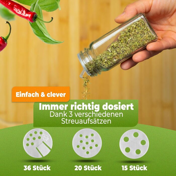 Набір банок для спецій 36 шт. (24 x 125 мл), чорний мат, з мірками та етикетками