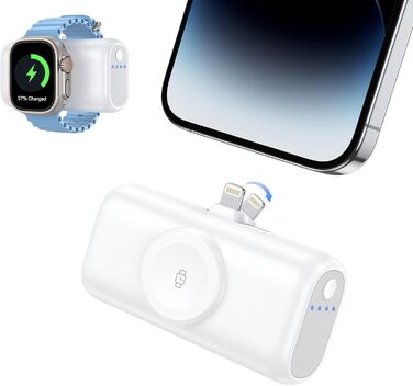 Для iPhone та iWatch, швидка зарядка, сумісний з iPhone 14/13/12/11/XR/X/8, 5000mAh