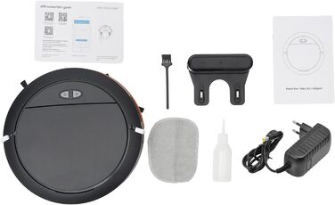 Робот-пилосос 2-в-1 з функцією миття SABUIDDS, потужність 2700Pa, керування через додаток, самостійна зарядка, для шерсті тварин, килимів та твердих підлог (Чорний)