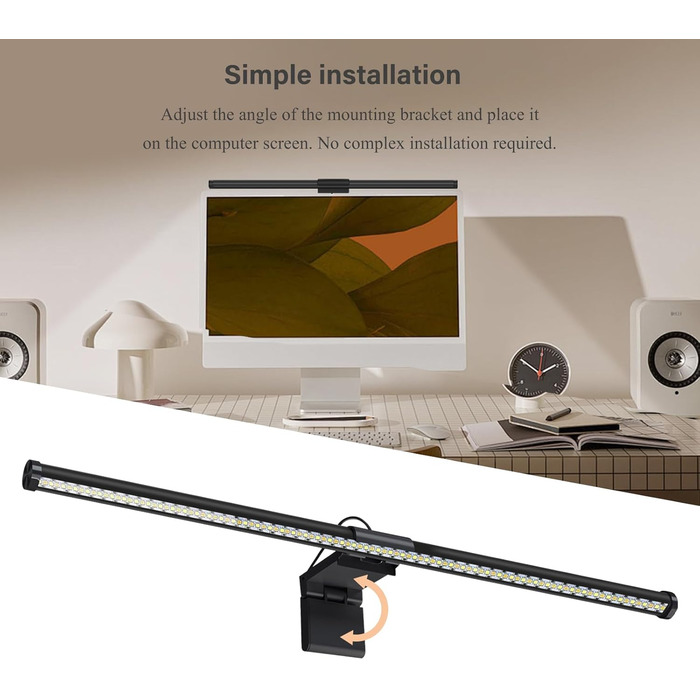 LED лампа для монітора 55 см з інтелектуальним керуванням USB, захист очей, торкання, регулювання температури кольору, для ПК, офісу