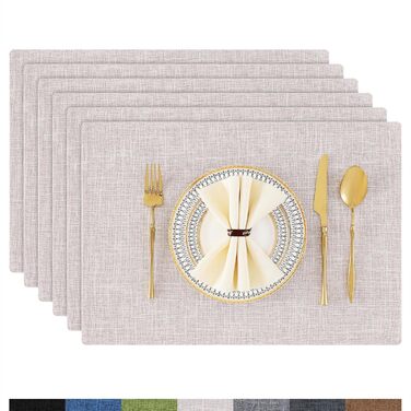 Набір тканинних серветок Homaxy 6 шт., бежеві, миючі, стійкі до нагрівання, антиковзаючі, двосторонні