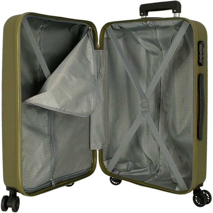 Чохол-валіза Roll Road Flex з ABS-пластику, кодовий замок, 4 колеса, ручна поклажа, зручний внутрішній простір (набір 2 шт., хакі)