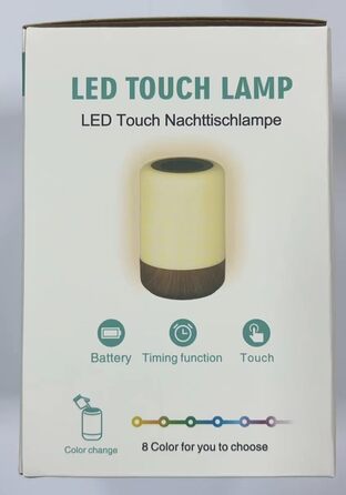 Приліжковий світильник Touch Dimmable, 8 кольорів, USB, таймер, нічник (горіх-1 шт. )