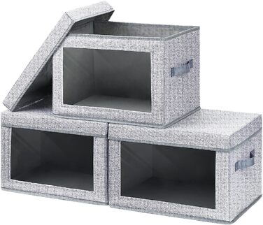 Х частинні ящики для зберігання DIM J з кришками, складаний ящик для зберігання з прозорим вікном, кошик для зберігання тканини mi, 3-