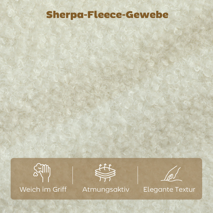 Диван на дво особи, компактний диван з імітацією в'язаного флісу шерпа, 137 см для вітальні, кремово-білий
