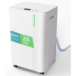 EUHOMY Електричний осушувач повітря для підвалу з відведенням води, тихий, енергоефективний, з автоматичним розморожуванням, таймером, для квартири до 50 м² (20 л/24 год)