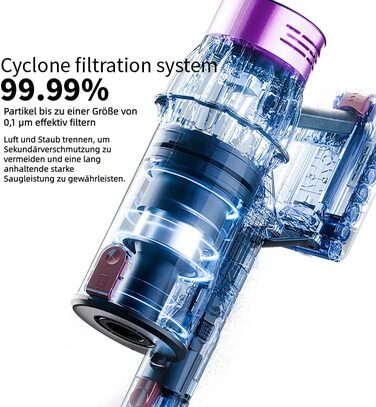 Bergexpertен Orizom: Бездротовий пилосос з автоматичним визначенням забруднення | 60 хв роботи | Без мішка | Для килимів, твердих підлог та шерсті тварин | 550 Вт (Фіолетовий)