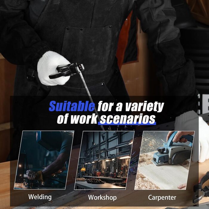 Зварювальна шкура QeeLink з рукавичками - шкіряна шкура з 6 кишенями, вогнестійка та жаростійка робоча шкура (чорна - 61 x 107 см)