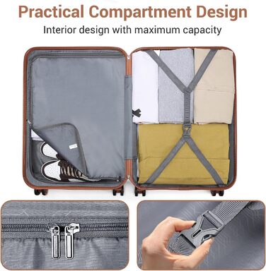 KONO Чемодан-Тролей 55 см, Кремовий Білий | Валіза для подорожей