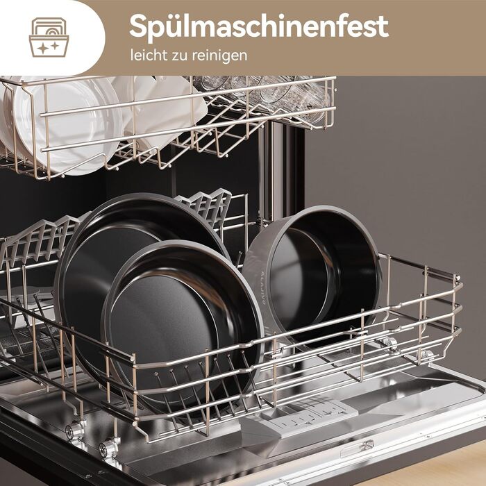 Набір посуду 9-ти частинний з знімним ручками, антипригарне покриття, для всіх типів плит, включаючи індукційні, сумісний з духовкою (сірий)