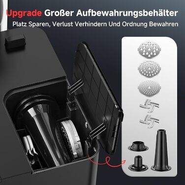 Електрична м'ясоподрібнювач AAOBOSI 3000W з LED-дисплеєм, 9 швидкостей, з нержавіючої сталі, для дому, з насадкою для ковбас та кіббе, інтегрований контейнер, сріблястий