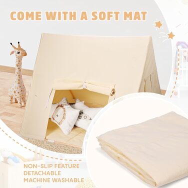 Дитячий намет Yontwe трикутної форми з килимком для гри в приміщенні. Ігровий будиночок для дітей, намет-халапа для дівчаток та хлопчиків, декор для дитячої кімнати.