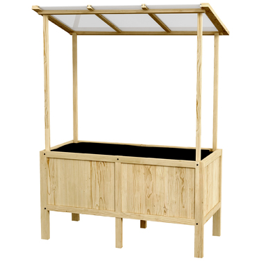 Підвищене грядка з дахом, дренажні отвори, флізелінова підкладка, стійка до погодних умов, сосна, 110x60x152 см