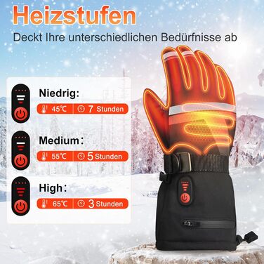 Гріючі рукавички Netraty для катання на лижах, велосипеді, мотоциклі. 7.4V, 6400mAh, 3 режими нагріву, зимові рукавички (M)