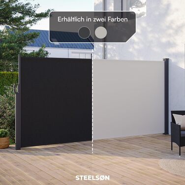Розсувна бічна маркіза STEELSØN Zirella 180x400 см, алюмінієва, антрацит, захисна шторка для балкона та саду