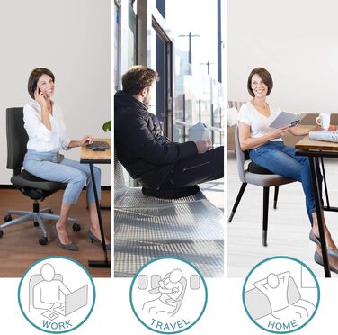 Ортопедична подушка для сидіння bonmedico з охолоджуючим гелем для офісного крісла, авто та інвалідного візка, проти гемороїду та болю в куприку, чорна