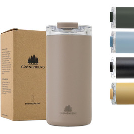 Термокружка Groenenberg 473 мл | Зберігає тепло до 4 годин | Без витоку | З переробленої нержавіючої сталі (Earth)