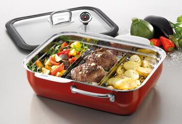 Сковорода 35,6 x 33,3 см з кошиком для приготування на пару / компактна® пароварка Energy Red Silit