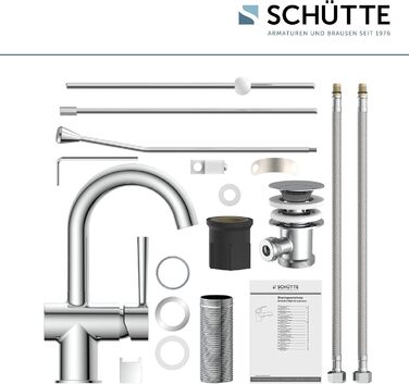 Змішувач для ванної SCHÜTTE 79710 LONDON з висувною лійкою, для миття волосся, однорідний, з комплектом зливу, хром