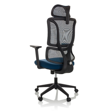Офісне крісло / Крісло з обертанням ERGOMY, сидіння з тканини / спинка з сітчастої тканини, блакитне, mybuero