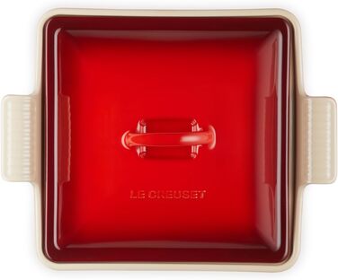 Каструля Le Creuset Heritage з кришкою, квадратна, 22.9 см, біла (колір вишня)