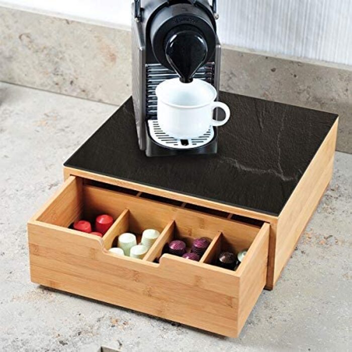 Коробка KESPER 58951 з висувним ящиком і 8 відділеннями / коробка для кавових капсул / коробка для чаю / коробка для чайних пакетиків