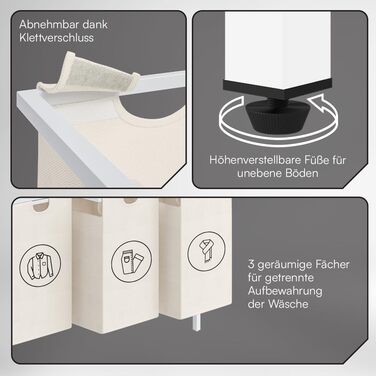 STEELSØN Rigil Кошик для білизни з 2 відділеннями та полицею з бамбука – 2 шт. по 45 л, чорний металевий сортер для білизни з висувними мішками