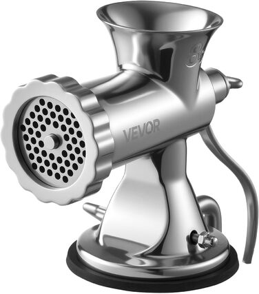М'ясорубка ручна VEVOR 304 нержавіюча сталь, диски 4.5/8 мм, для фаршу, ковбас, овочів - срібляста