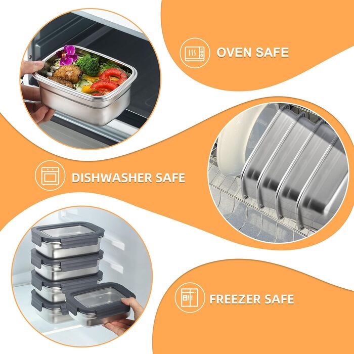 Набір контейнерів для їжі Misichao з нержавіючої сталі (3 шт x 600 мл) - герметичні, для кухні та обіду
